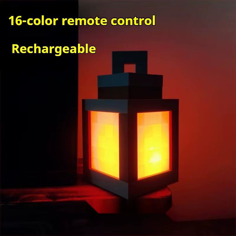 Enchanting Rechargeable Luminous Lantern Nightlight - Perfect Pixelated Atmosphere Light for Children's Bedrooms and Home Decor