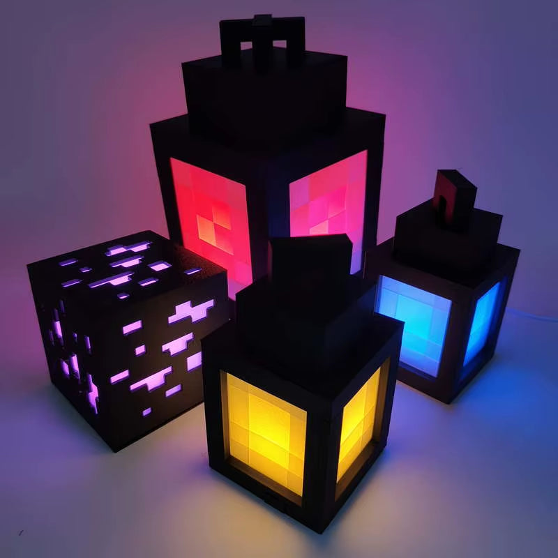 Enchanting Rechargeable Luminous Lantern Nightlight - Perfect Pixelated Atmosphere Light for Children's Bedrooms and Home Decor