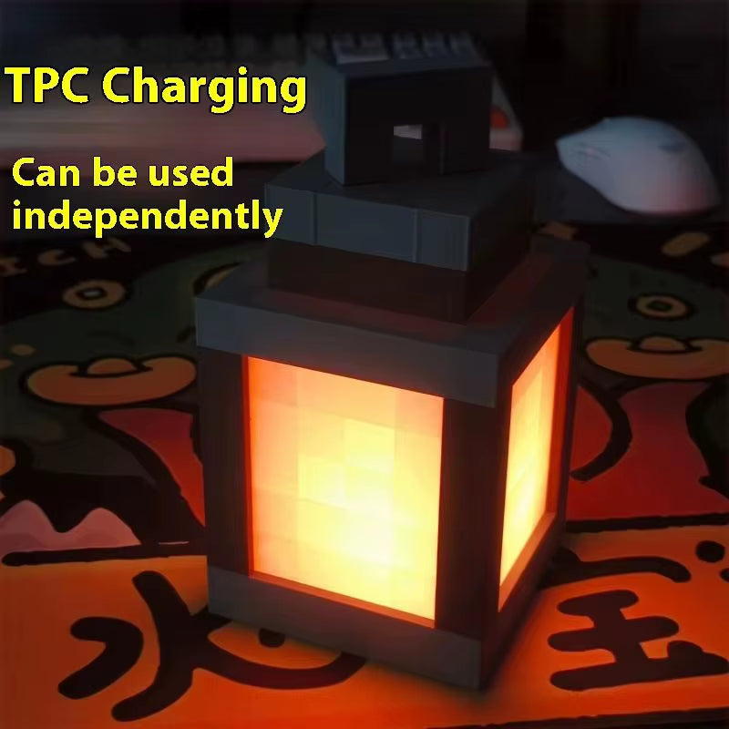 Enchanting Rechargeable Luminous Lantern Nightlight - Perfect Pixelated Atmosphere Light for Children's Bedrooms and Home Decor