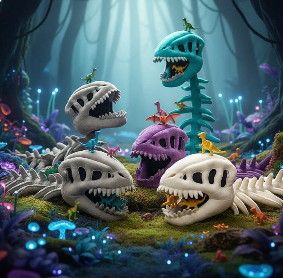 Dinosaur Skeleton Headgear Pillow - Discover Fun and Interactive Comfort in 4 Vibrant Colors Perfect for Parties and Relaxation!