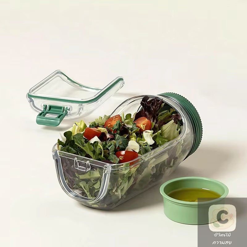 HUA Leakproof Breakfast Container - Keep Fruits and Salads Fresh with Reusable Plastic Crisper Jars