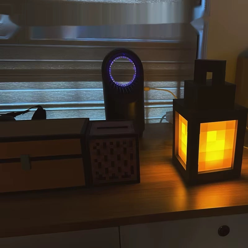 Enchanting Rechargeable Luminous Lantern Nightlight - Perfect Pixelated Atmosphere Light for Children's Bedrooms and Home Decor