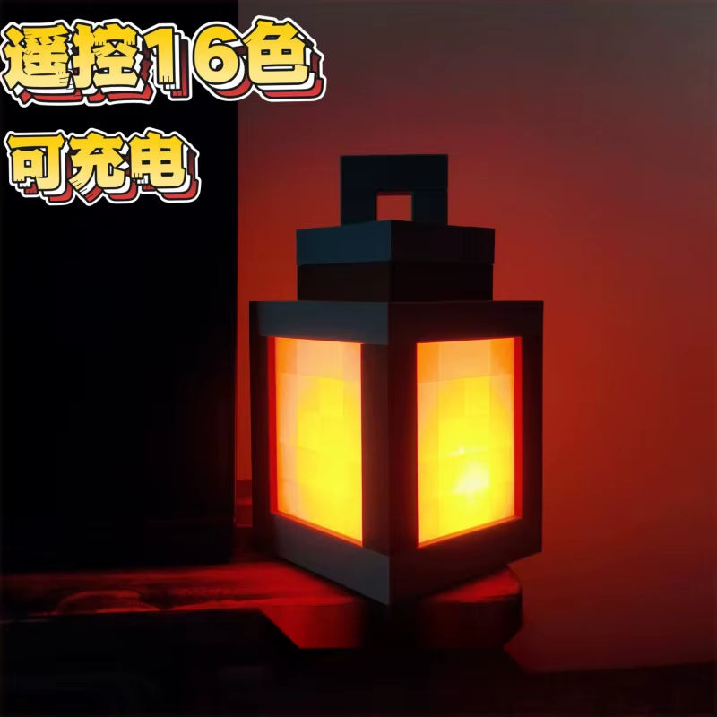 Enchanting Rechargeable Luminous Lantern Nightlight - Perfect Pixelated Atmosphere Light for Children's Bedrooms and Home Decor